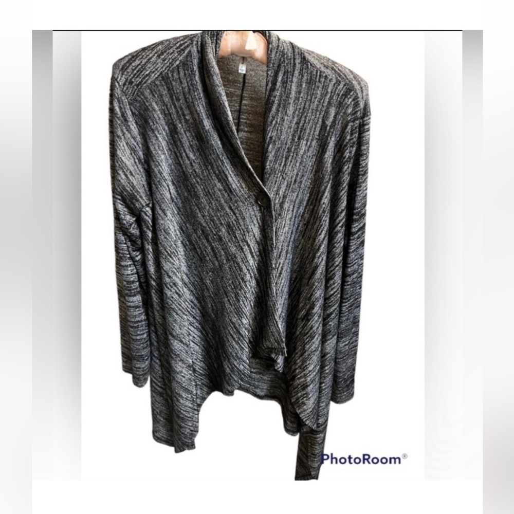 PASSPORTS Waterfall Asymmetric SMwomen's open front button gray Cardigan Duster